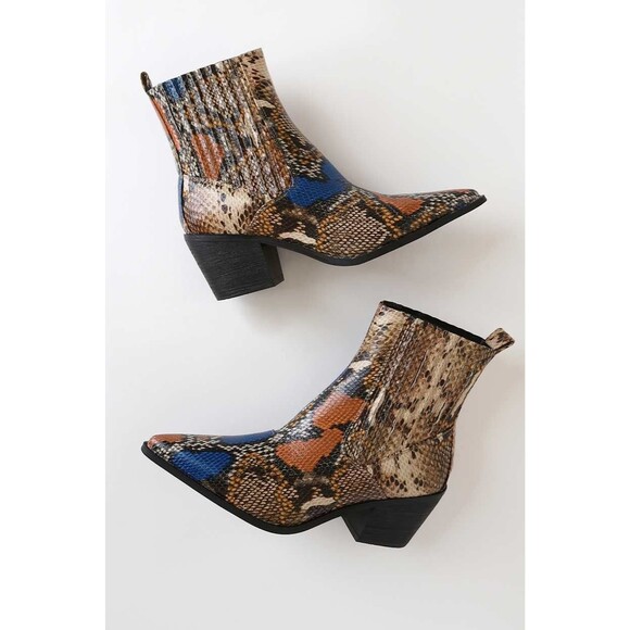 Raid Rocco-1 Multi Crocodile Embossed Pointed-Toe Ankle Boots 7.5 NWOB - Picture 4 of 8